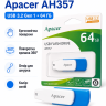 Флеш-накопичувач Apacer USB 3.2 Gen 1 AH357 64 ГБ (колір синій) Флеш-накопичувач Apacer USB 3.2 Gen 1 AH357 64 ГБ (колір синій)