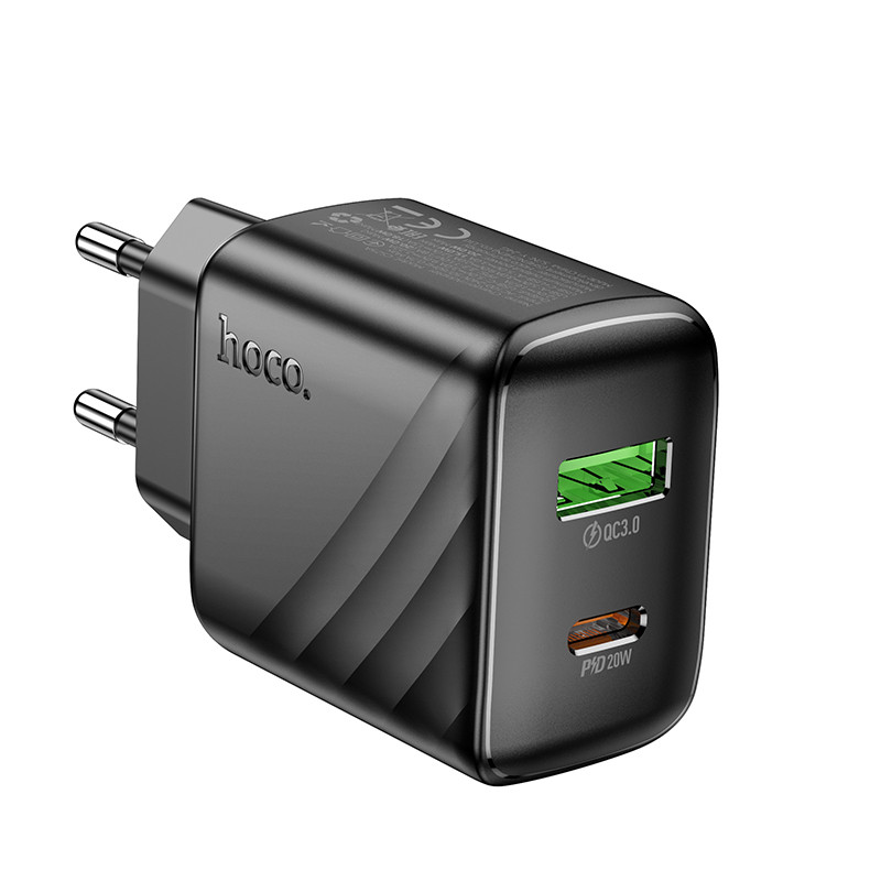 Мережевий зарядний пристрій HOCO CS25A Rico PD20W+QC3.0 charger Black (6942007639781) Мережевий зарядний пристрій HOCO CS25A Rico PD20W+QC3.0 charger Black (6942007639781)
