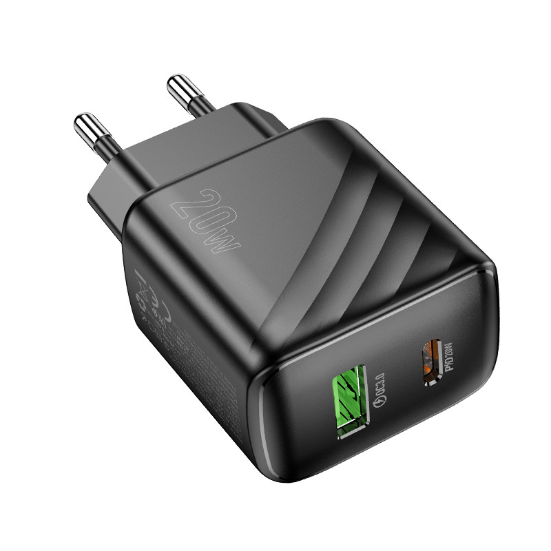 Мережевий зарядний пристрій HOCO CS25A Rico PD20W+QC3.0 charger Black (6942007639781) Мережевий зарядний пристрій HOCO CS25A Rico PD20W+QC3.0 charger Black (6942007639781)