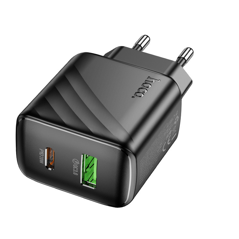 Мережевий зарядний пристрій HOCO CS25A Rico PD20W+QC3.0 charger Black (6942007639781) Мережевий зарядний пристрій HOCO CS25A Rico PD20W+QC3.0 charger Black (6942007639781)