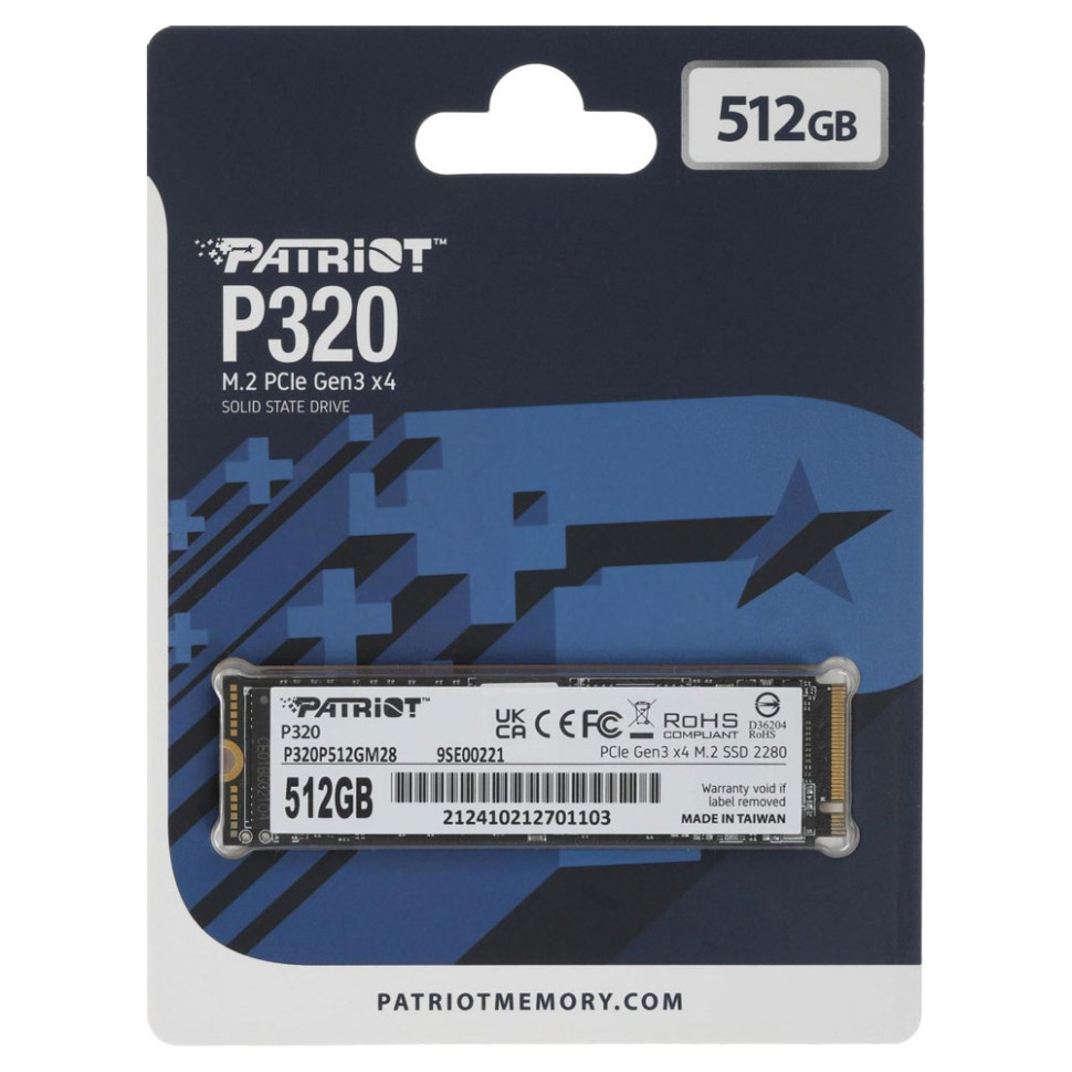 Накопичувач SSD M.2 Patriot P320 512GB NVMe 2280 Gen3.0 x4 3D TLC (P320P512GM28) Накопичувач SSD M.2 Patriot P320 512GB NVMe 2280 Gen3.0 x4 3D TLC (P320P512GM28)