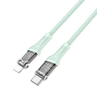 Кабель USB Hoco U111 Transparent Discovery Edition PD20W Type C to Lightning Колір Зелений