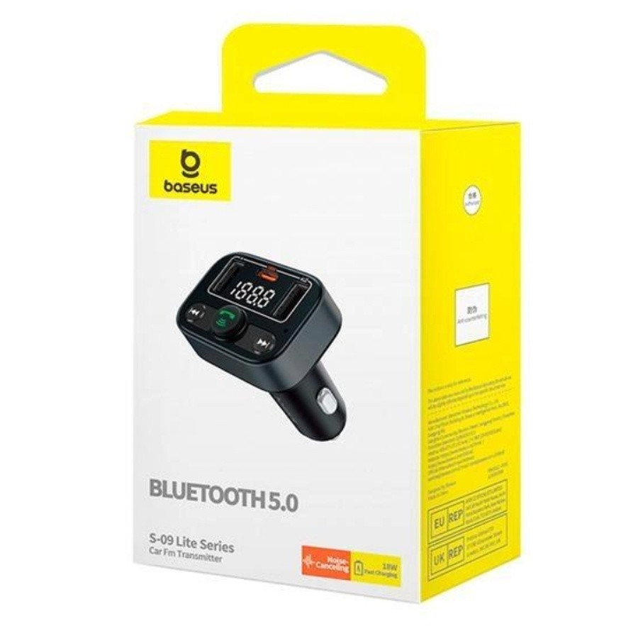 АЗП з FM-модулятором Baseus S-09 Lite Series Car FM Transmitter Cluster Black (C10762300113-00)