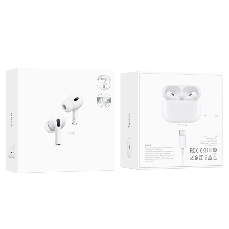 Бездротові навушники TWS HOCO EW63, ANC, White (6942007618663) Бездротові навушники TWS HOCO EW63, ANC, White (6942007618663)
