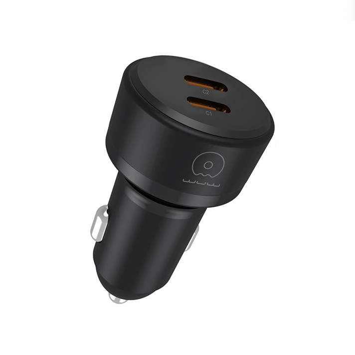 Автомобільний зарядний пристрій WUW-C243 PD20W+ PD20W black (6972573338351)