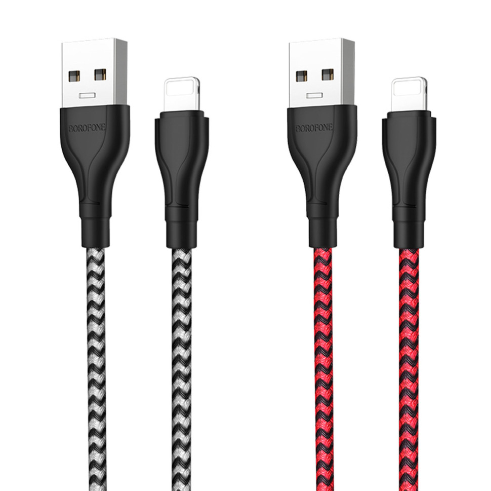 Кабель USB Borofone BX39 Beneficial Lightning Колір Чорно-Червоний