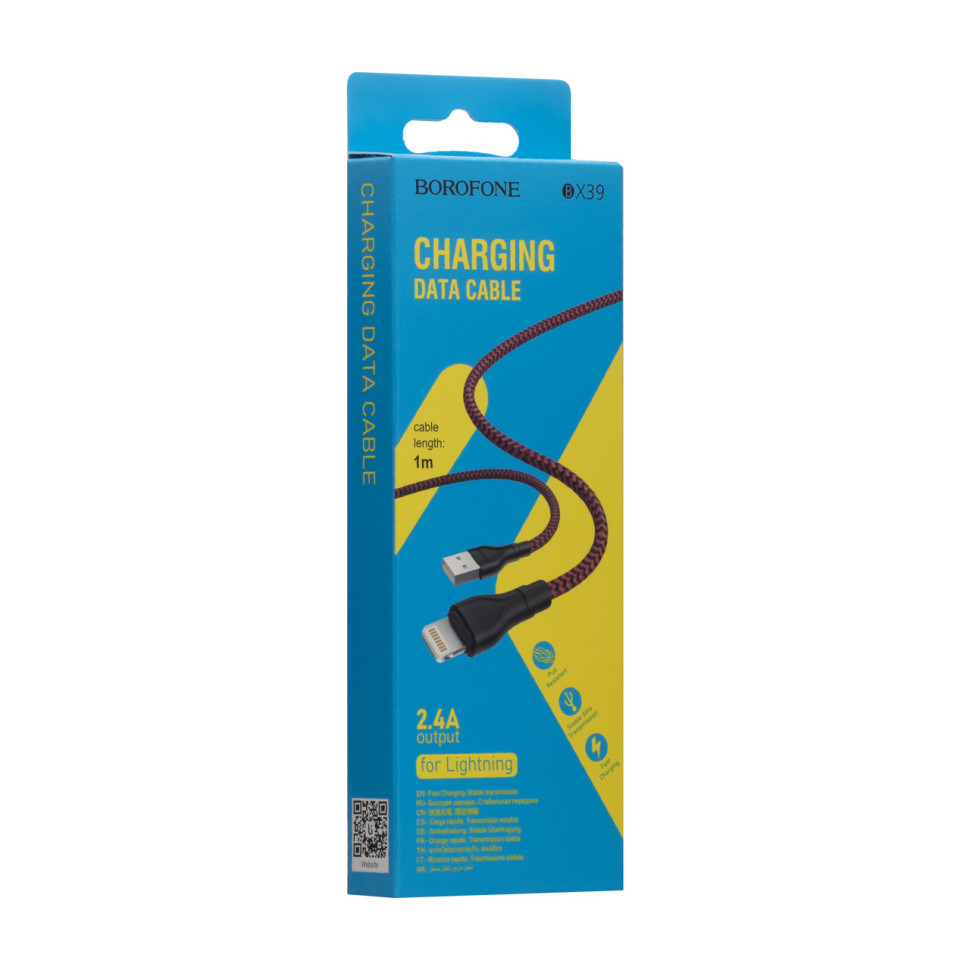 Кабель USB Borofone BX39 Beneficial Lightning Колір Чорно-Червоний