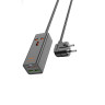 Мережевий подовжувач HOCO AC10A Barry PD65W GaN (2C2A with 1 socket) desktop charger Black (6942007601672)