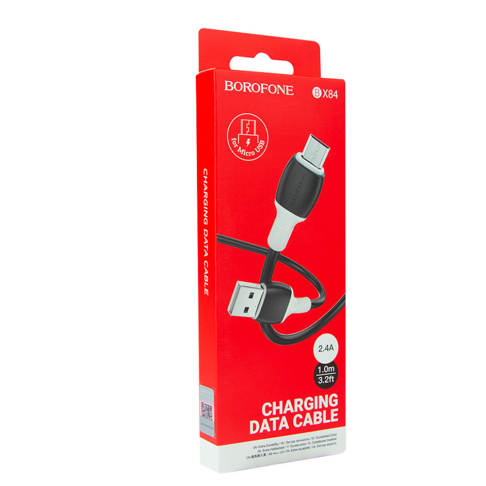 Кабель USB Borofone BX84 Micro 2.4A Чорний