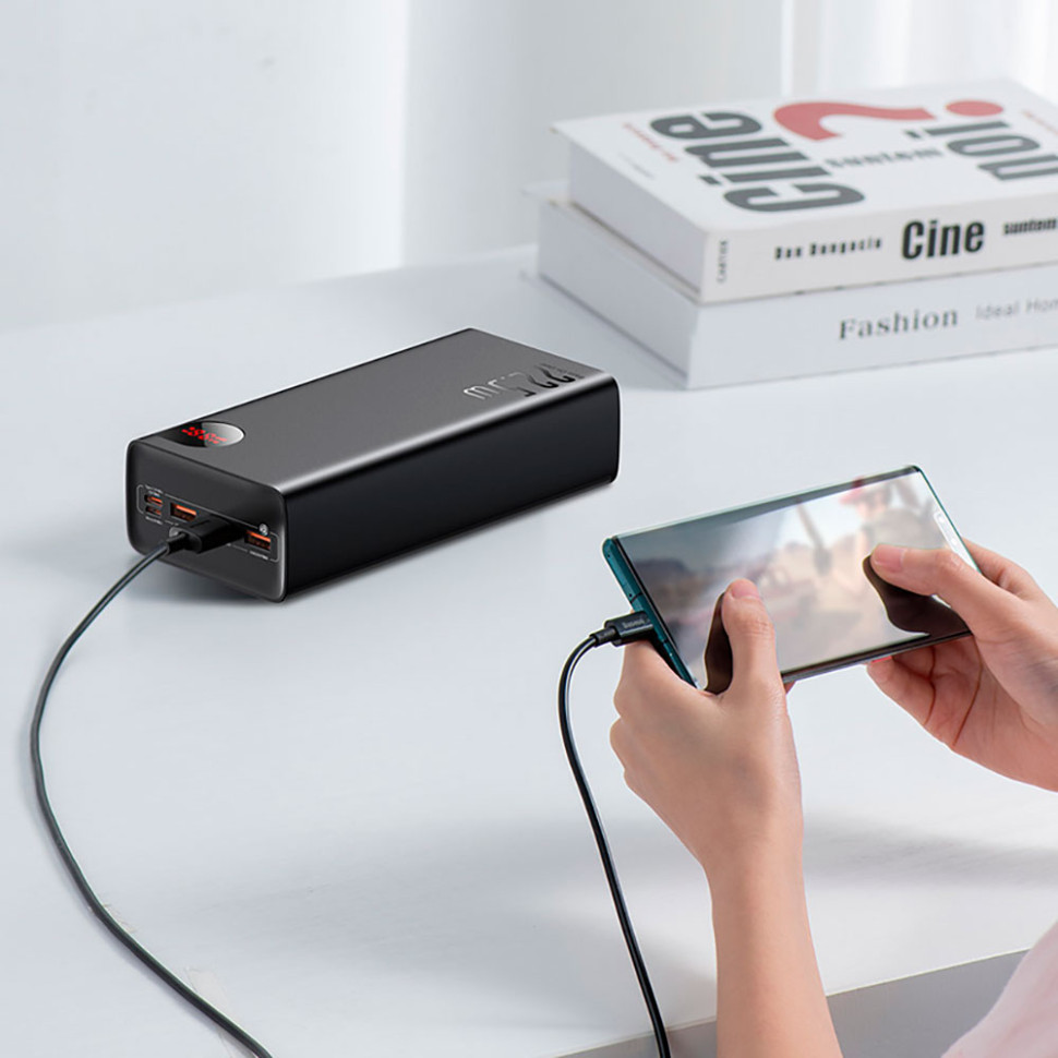 Зовнішній акумулятор Baseus Adaman Digital Display Fast Charge Power Bank 40000mAh 22.5W Black (PPAD020101)