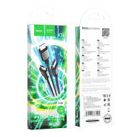 Кабель USB Hoco X76 3-in-1 IP+Type-C+Micro 2A Чорний