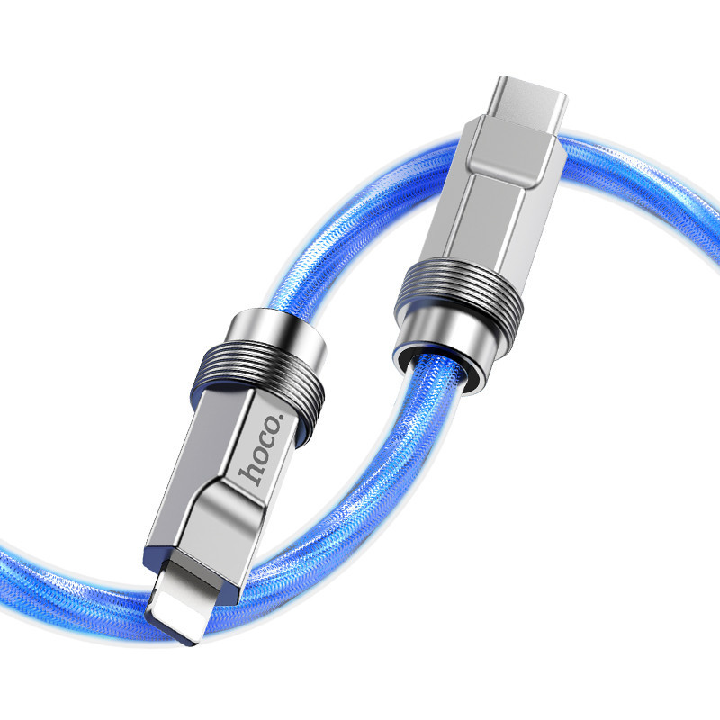 Кабель USB Hoco U113 Solid PD20W Silicone Type-C to Lightning Синiй