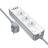 Мережевий подовжувач BOROFONE BAC9 Power 3-position socket(PD20W/1C3A)(EU/GER)(L=2M) White (6941991116650)