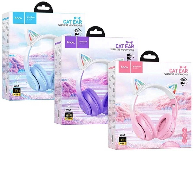 Бездротові накладні навушники HOCO W42 Cat ears BT headphones Cherry Blossom (6931474795847) Бездротові накладні навушники HOCO W42 Cat ears BT headphones Cherry Blossom (6931474795847)