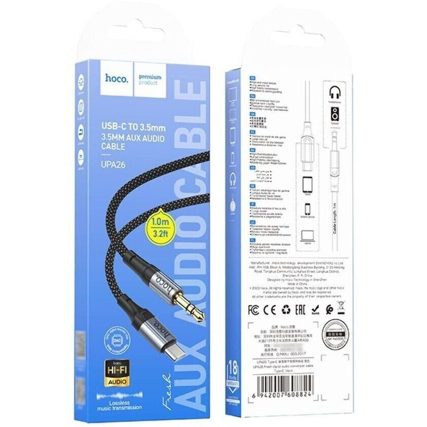 Аудiокабель HOCO UPA26 Fresh digital audio conversion cable Type-C Black (6942007608824)