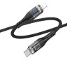 Кабель USB Hoco U115 Transparent PD20W With Display Type-C to Lightning 1.2m Чорний