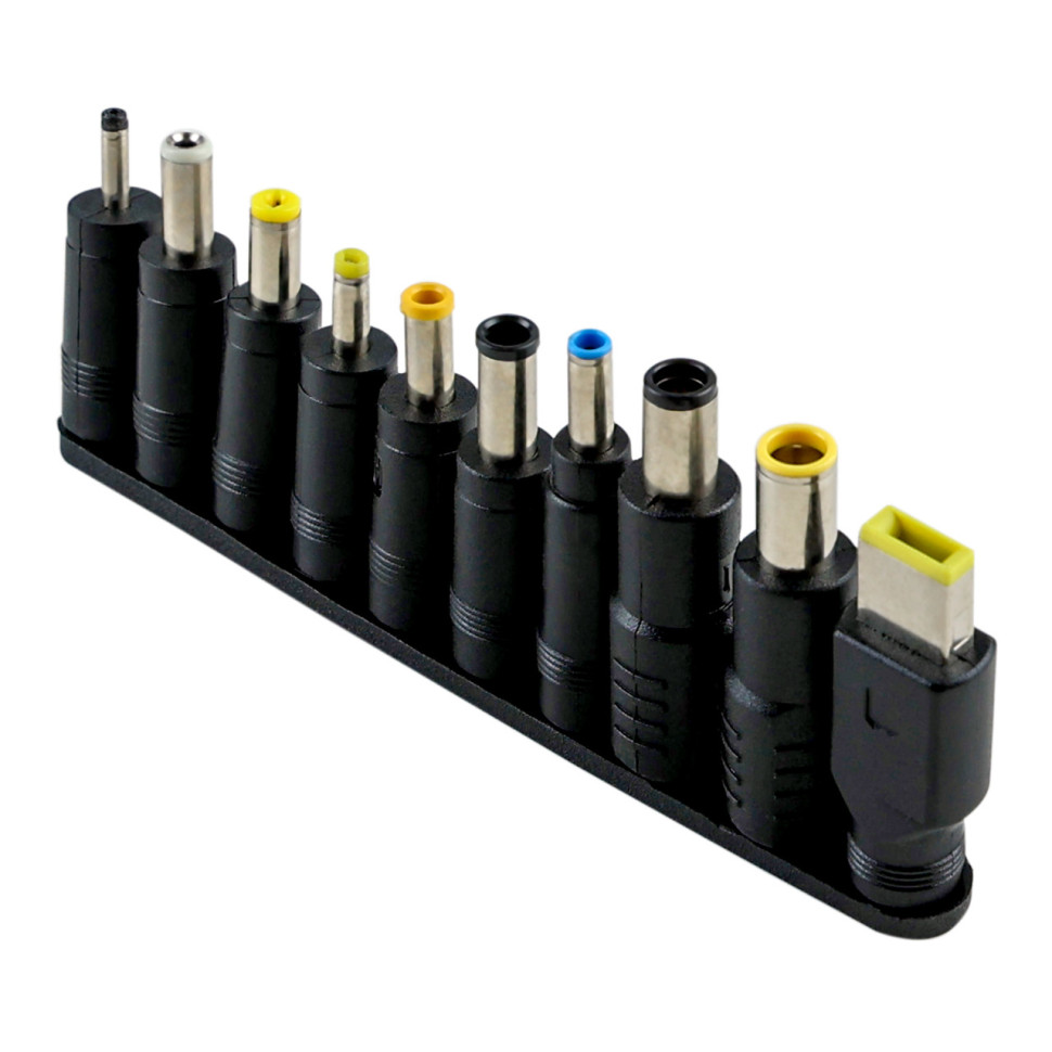 Кабель Type-C to DC PD65W 5.5х2.1 мм+10 Перехідників 1.8m Чорний