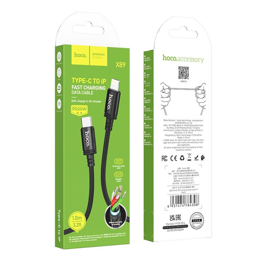 Кабель USB Hoco X89 з Type-C до Lightning (потужність PD27W) (довжина 2 метри, колір чорний) Кабель USB Hoco X89 з Type-C до Lightning (потужність PD27W) (довжина 2 метри, колір чорний)