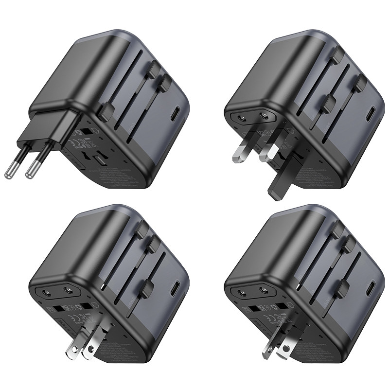Мережевий зарядний пристрій BOROFONE BAC12 Leader 3-port(1C2A) universal conversion charger Black (6941991117152)
