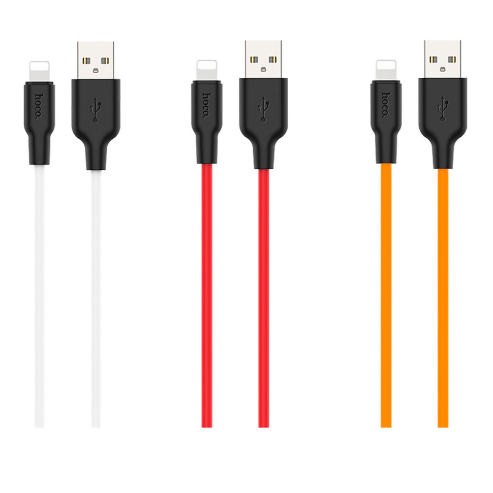 Кабель USB Hoco X21 Plus Silicone Lightning Чорно-Червоний