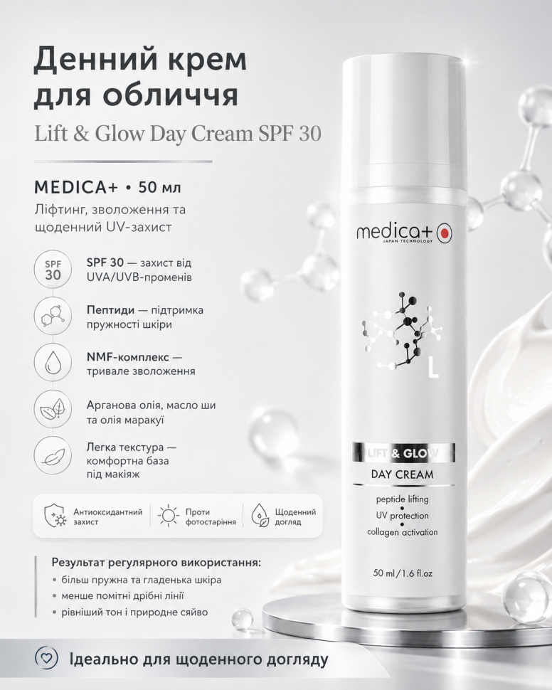 Денний крем для обличчя Lift & Glow Day Cream SPF 30 (50 мл) (MEDICA+)