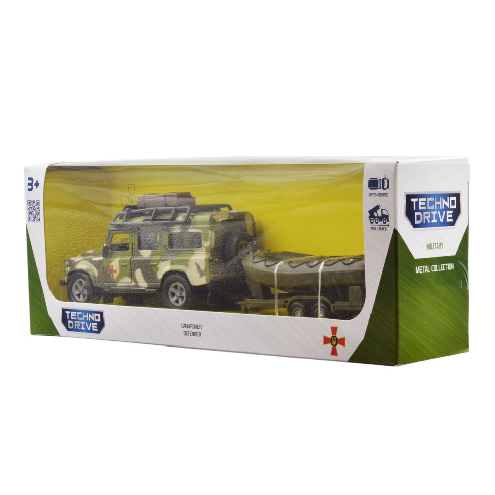 Ігровий набір  -  Land Rover Defender Mілітарі (з човном)