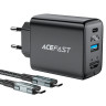 Мережевий зарядний пристрій ACEFAST A17 65W GaN multi-function HUB charger set Black (6974316281085)