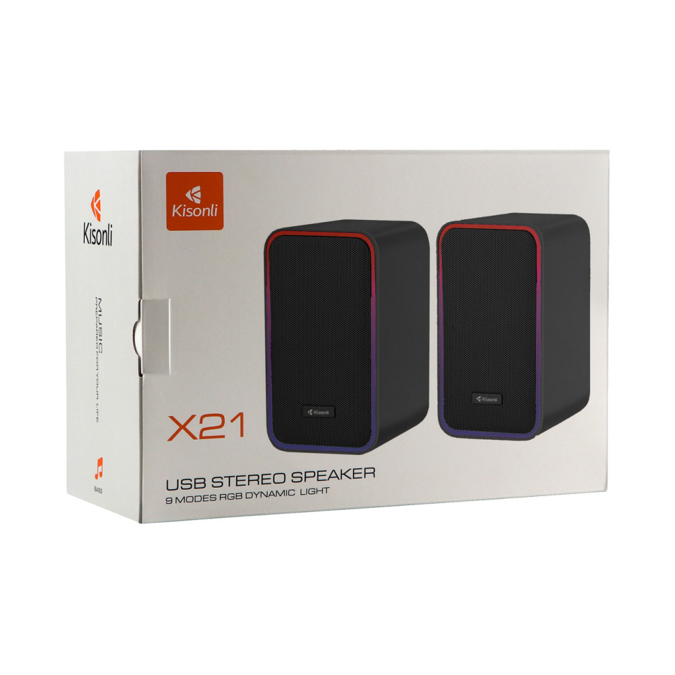 Комп'ютерні колонки Kisonli X21 RGB USB BT Колір Чорний