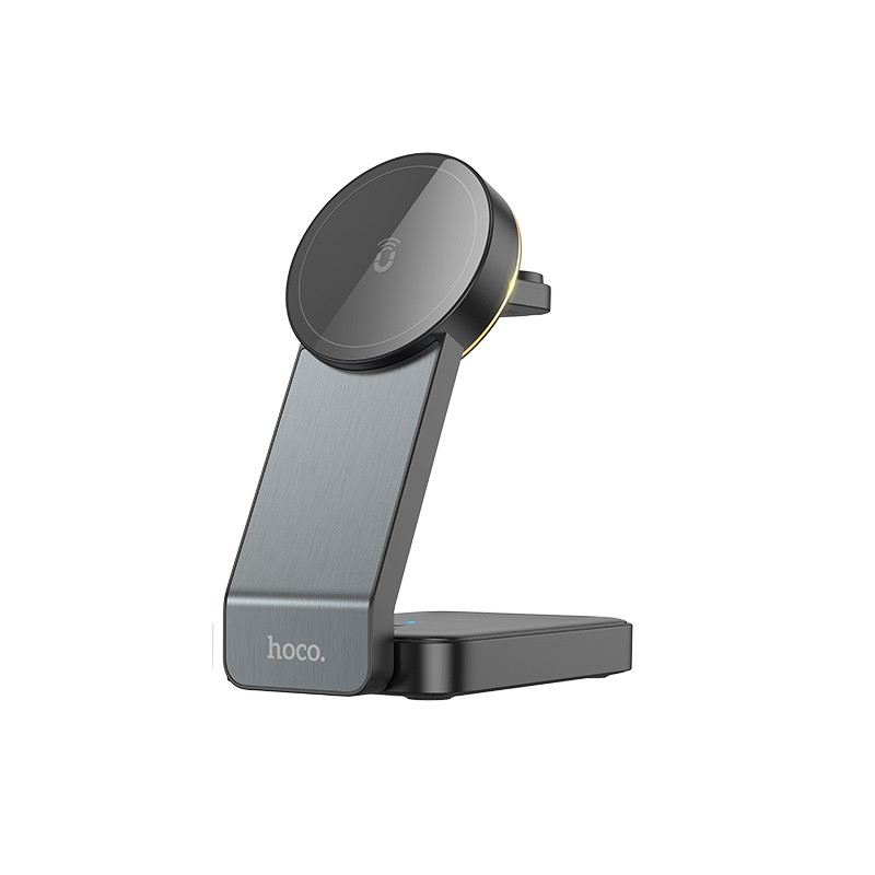 Бездротовий зарядний пристрій HOCO CQ3 Motorcycle folding 3-in-1 magnetic wireless fast charger Black (6942007602334)