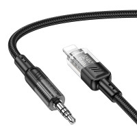 Аудiокабель HOCO UPA27 Spirit transparent digital audio conversion cable iP Black (6942007612524)