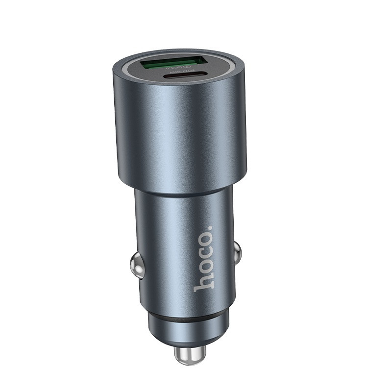 Автомобільний зарядний пристрій HOCO Z60 Bloom 48W dual-port PD30W+QC3.0 multi-protocol car charger Metal Gray (6942007642095)