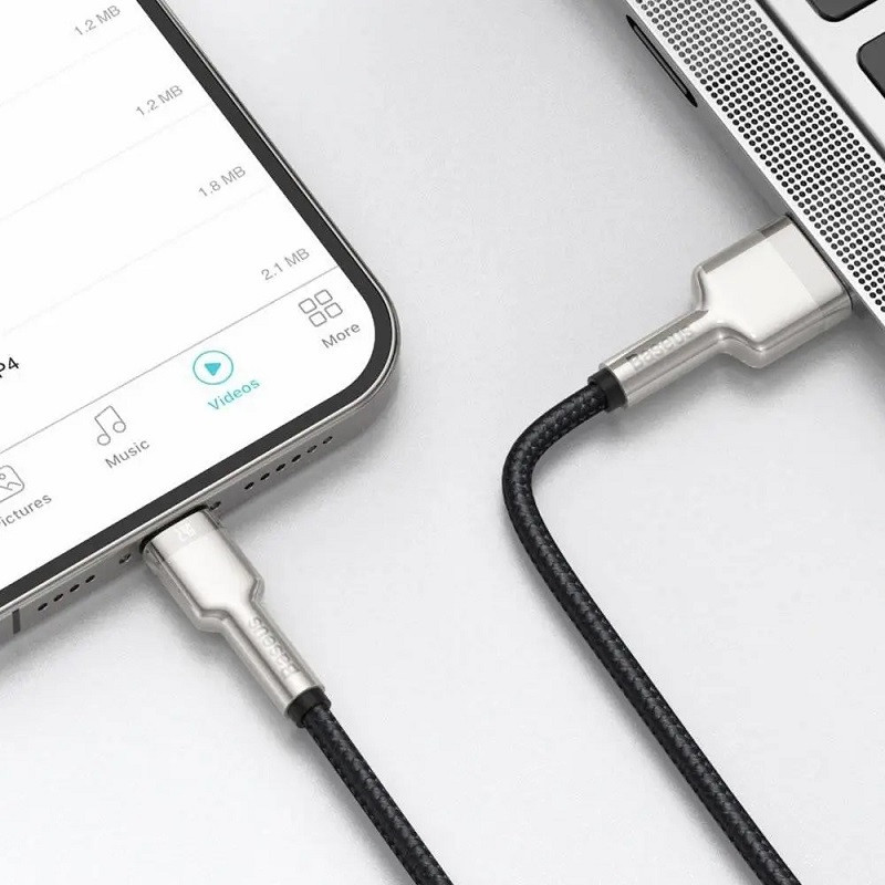 Кабель Baseus Cafule Series Metal Data Cable USB to IP 2.4A 1m Black (CALJK-A01) Кабель Baseus Cafule Series Metal Data Cable USB to IP 2.4A 1m Black (CALJK-A01)