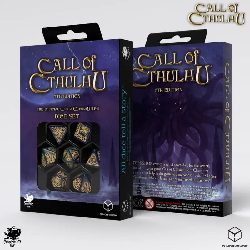 Набір кубиків Call of Cthulhu 7th Edition Blue-green & Gold Dice Set