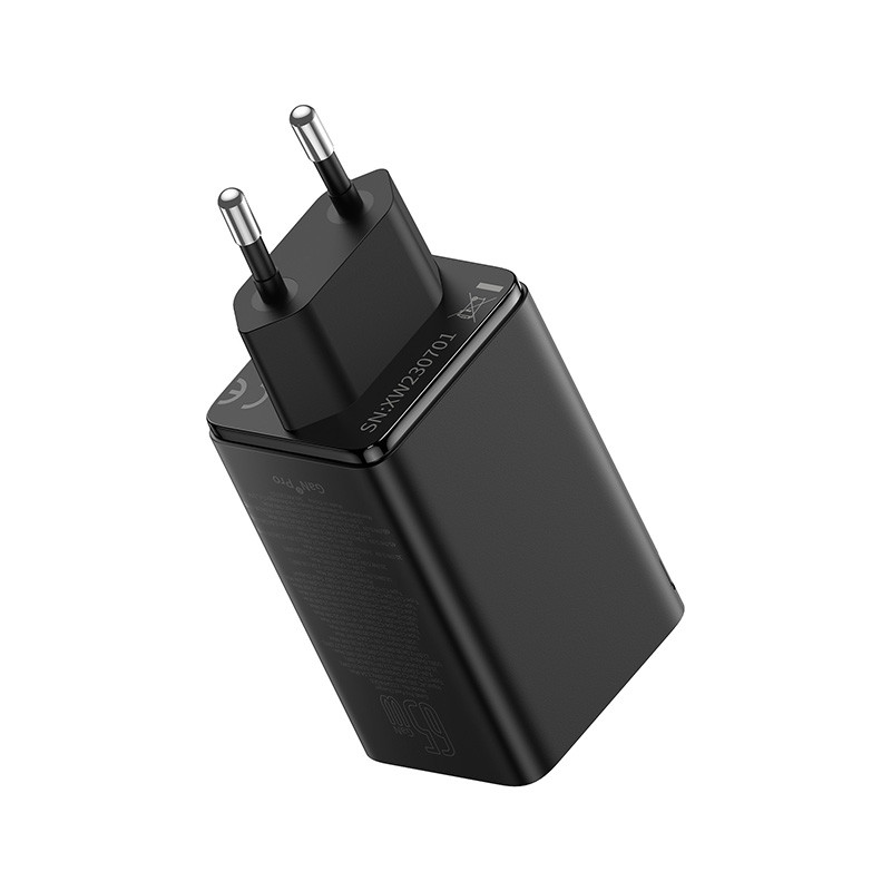 Мережевий зарядний пристрій Baseus GaN6 Pro Fast Charger 2C+2U 65W  EU Cluster Black((With:Mini White Cable Type-C to Type-C 100W(20V/5A) 1m Black） (P10162701113-00)