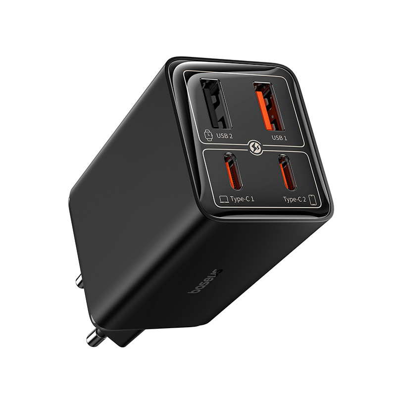 Мережевий зарядний пристрій Baseus GaN6 Pro Fast Charger 2C+2U 65W  EU Cluster Black((With:Mini White Cable Type-C to Type-C 100W(20V/5A) 1m Black） (P10162701113-00)