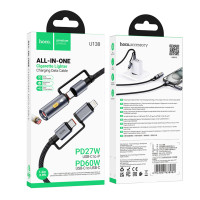 Кабель USB Hoco U138 USB-C/iP to USB-C/Cigarette Lighter 1.2m Чорний