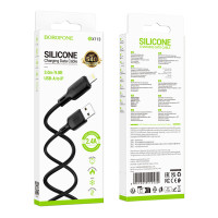 Кабель USB Borofone BX113 Silicone Lightning 2.4A 3m Чорний