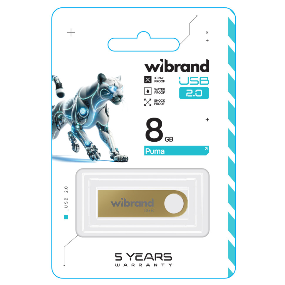 Флеш-накопичувач Wibrand USB 2.0 Puma 8Gb Gold (WI2.0/PU8U1G) Флеш-накопичувач Wibrand USB 2.0 Puma 8Gb Gold (WI2.0/PU8U1G)
