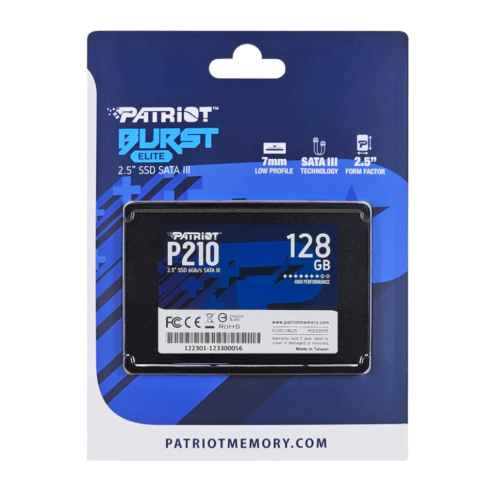 Накопичувач SSD Patriot P210 128GB 2.5" 7mm SATAIII 3D QLC (P210S128G25)