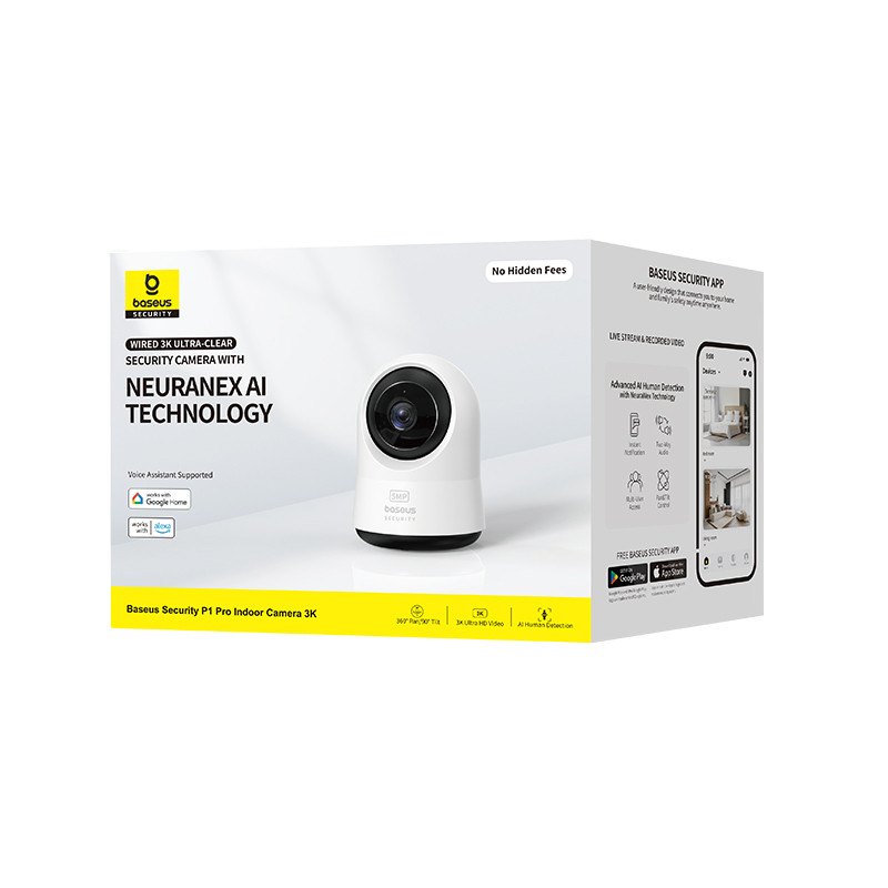 IP-камера відеоспостереження Baseus Security P1 Pro Indoor Camera 3K White (Adapter Not Included) (S0TV022130) IP-камера відеоспостереження Baseus Security P1 Pro Indoor Camera 3K White (Adapter Not Included) (S0TV022130)