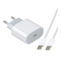 Мережевий зарядний пристрій For IP PD25W 16 Pro Max+Type-C to Type-C 1:1 Biлій
