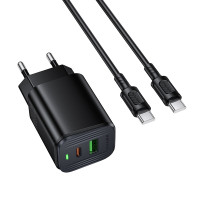 Мережевий зарядний пристрій BOROFONE BAS83A Star PD20W+QC3.0 charger set (C to C) (EU) Black (6941991126802)