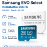 Карта пам'яті microSDXC (UHS-3 U3) Samsung EVO Select 256 ГБ \ клас 10 A2 V30 (R130MB/s, W30MB/s) (adapter SD) Карта пам'яті microSDXC (UHS-3 U3) Samsung EVO Select 256 ГБ \ клас 10 A2 V30 (R130MB/s, W30MB/s) (adapter SD)