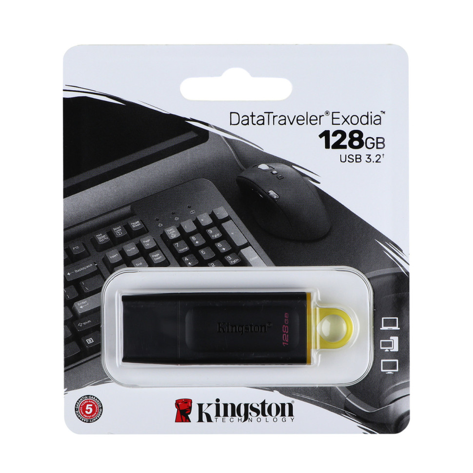 USB флеш-накопичувач 3.2 Kingston DataTraveler Exodia 128gb Колір Чорно-Жовтий