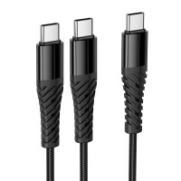 Кабель HOCO X123 Victory 2-in-1 charging cable(C to C+C) Black (6942007663595)