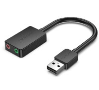 Адаптер Vention 2-port USB External Sound Card 0.15M Black (CDYB0) (CDYB0)
