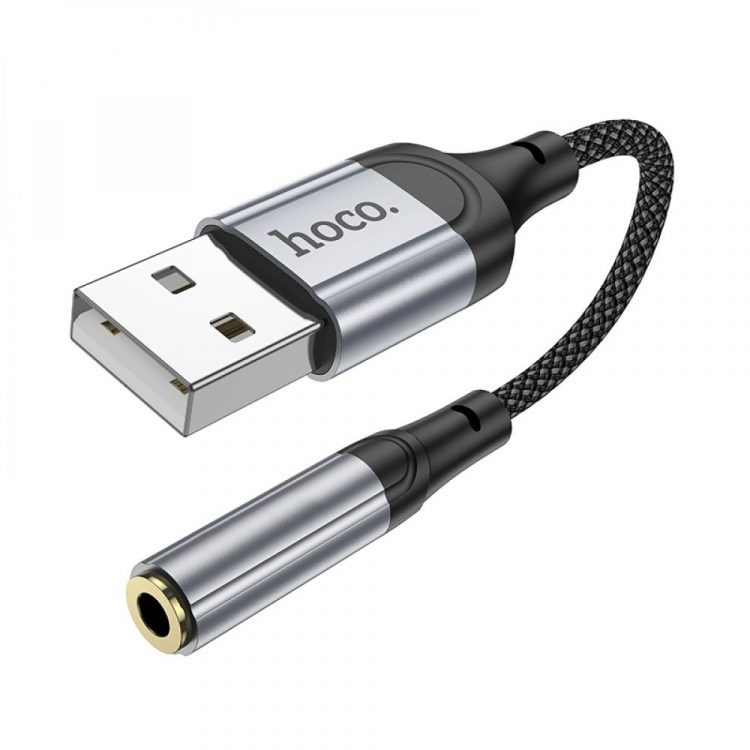 Аудiокабель HOCO LS36 Fresh external sound card USB to 3.5 Black (6942007608879)