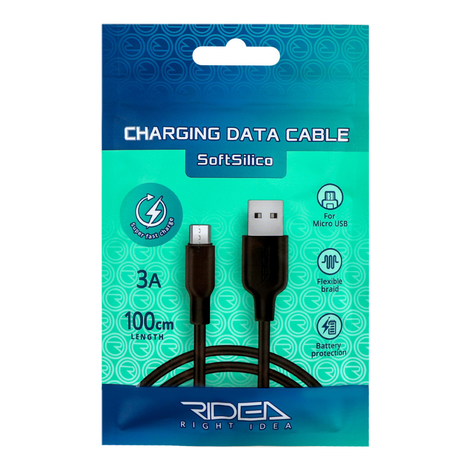 Кабель USB Ridea RC-M114 Soft Silico Micro 3A Біло-Чорний