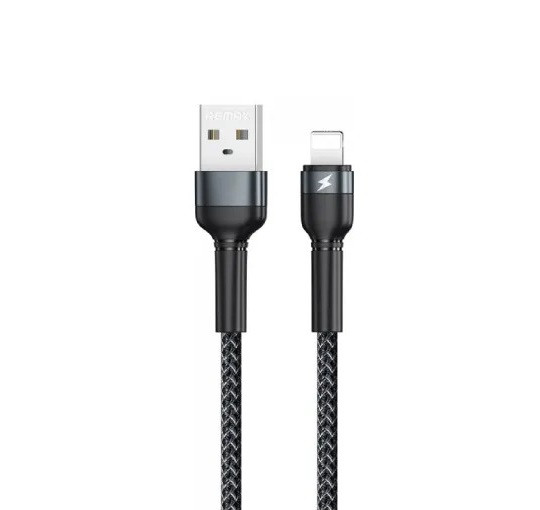 Кабель REMAX Jany Series Aluminum Alloy Braided 2.4A data cable RC-124m/i/a Lightning-Black (6972174152837)