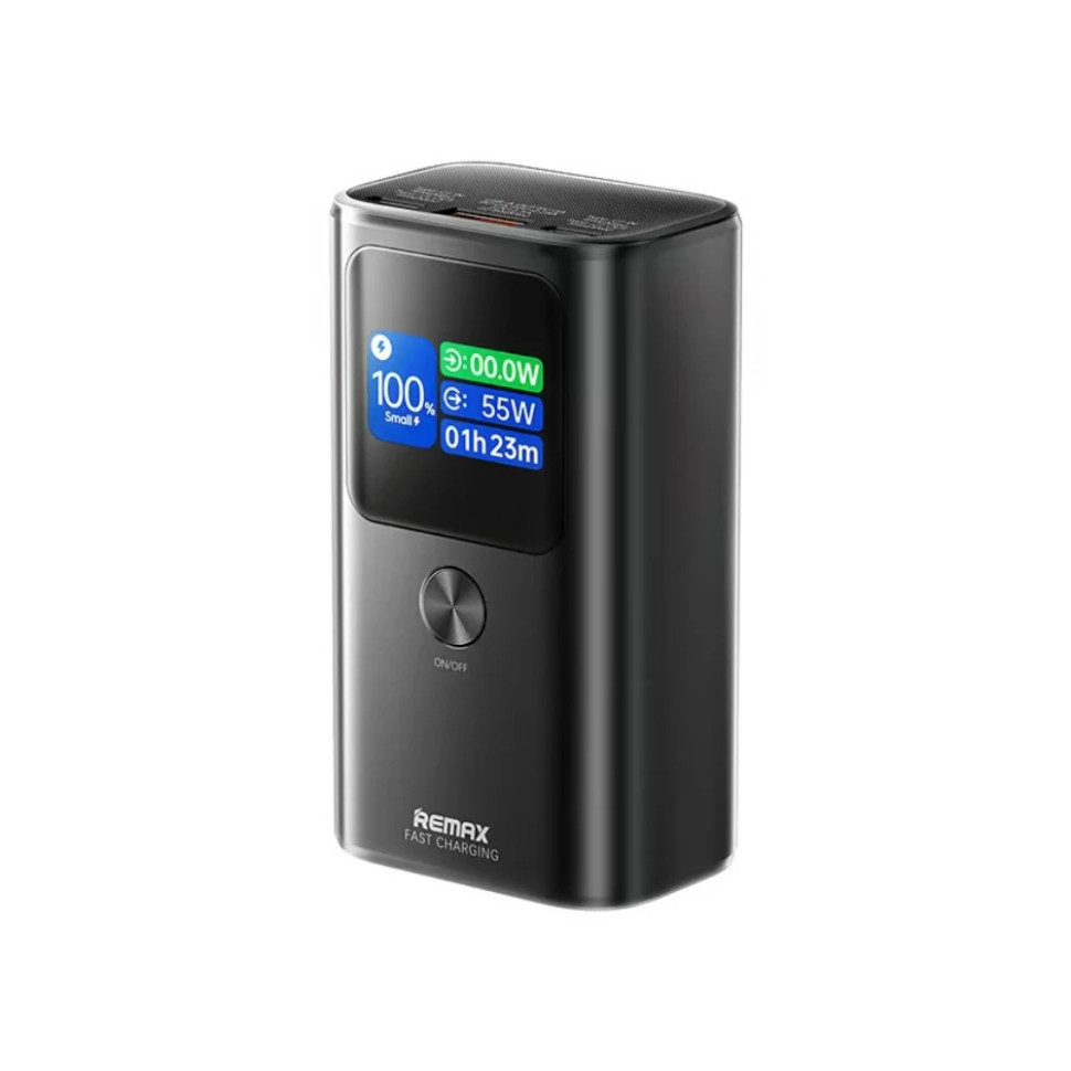 Зовнішній акумулятор REMAX Dinba 55W+22.5W PD+QC color screen aluminum alloy fast charging power bank 10000mAh FP-7 Grey (6954851250074)